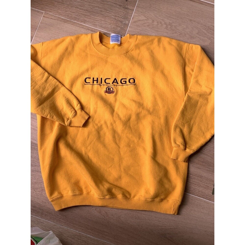 VINTAGE Chicago Sweater Adult XLarge Maize Pullover Crew Neck Mens